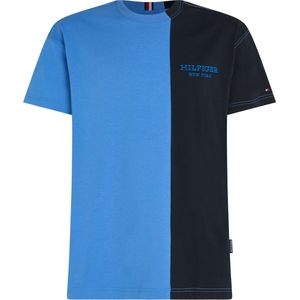 Tommy Hilfiger Monotype Colourblock Tee, heren T-shirt korte mouw O-hals, middenblauw -  Maat: XL
