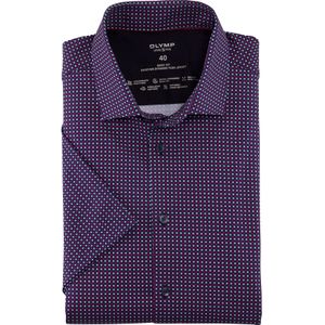 OLYMP 24/7 Level 5 body fit overhemd, korte mouw, tricot, fuchsia dessin