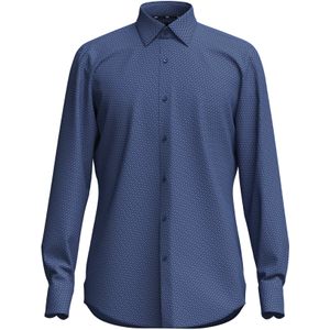 HUGO BOSS Hank slim fit overhemd, popeline, blauw dessin 39