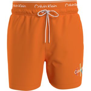Calvin Klein Medium Drawstring double waistband swimshort, heren zwembroek, oranje -  Maat: XL