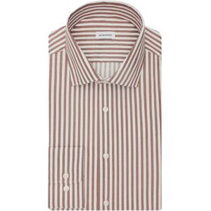 Seidensticker shaped fit overhemd, popeline, bruin gestreept