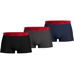 HUGO trunks (3-pack), heren boxers kort, middengrijs, blauw, zwart -  Maat: XS