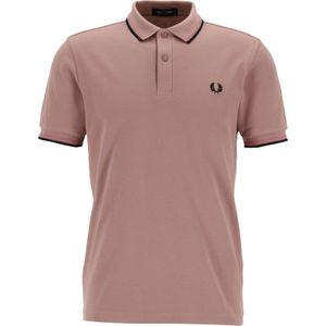 Fred Perry M3600 polo twin tipped shirt, pique, Darkpink / Dusty rose / Black