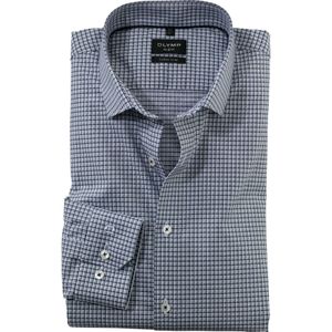 OLYMP No. 6 Six super slim fit overhemd, popeline, marineblauw geruit