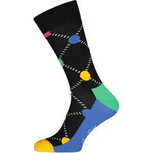 Happy Socks Argyle Dot Sock, zwart geruit met kleurtjes - Unisex - Maat: 36-40