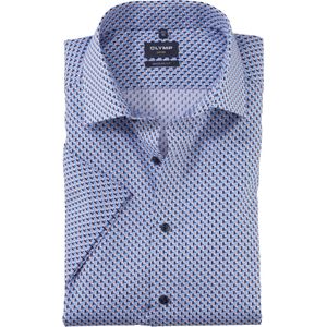 OLYMP Luxor modern fit overhemd, korte mouw, satijnbinding, oranje dessin