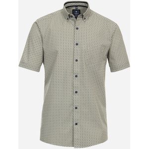 3 voor 99 | Redmond comfort fit overhemd, korte mouw, popeline, geel dessin 49/50