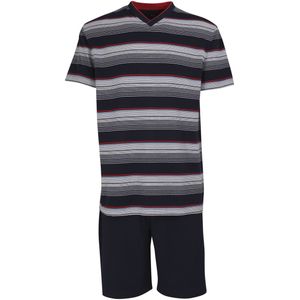 Gotzburg heren shortama V-hals, donkerblauw gestreept