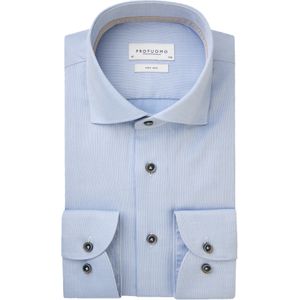 Profuomo slim fit heren overhemd, dobby, blauw