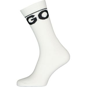 HUGO logo sokken sportief, hoge enkelsokken, wit -  Maat: 43-46