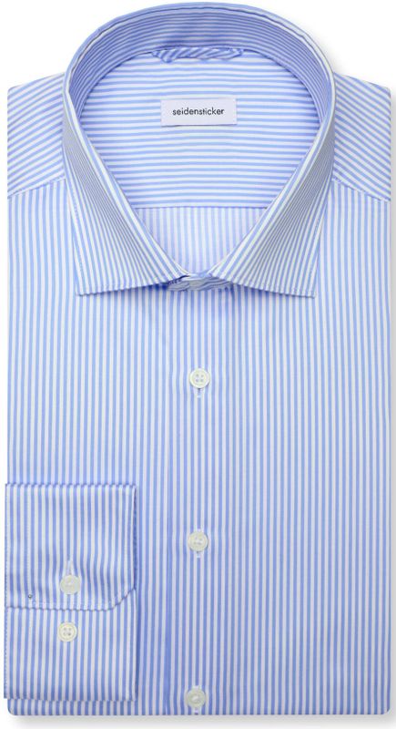 Seidensticker - Zakelijk Overhemd - Lichtblauw - Slim Fit - 100% Katoen - Kent-kraag - Extra Lange Mouwen