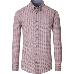 CASA MODA - Sport Comfort Fit - Overhemd - Blauw met Rood Beige en Wit Dessin