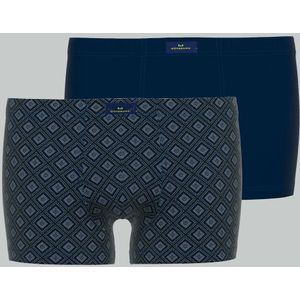 Gotzburg heren boxer normale lengte (2-pack), donkerblauw dessin - Maat: M