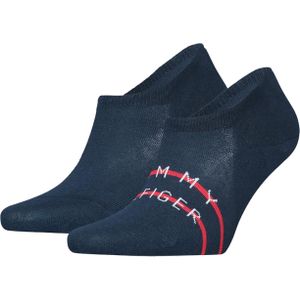 Tommy Hilfiger Footie Th Stripe (2-pack), heren onzichtbare sokken, donkerblauw gestreept -  Maat: 39-42