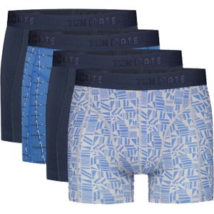 TEN CATE Basics men shorts (4-pack), heren boxers normale lengte, blauw en blauw dessin