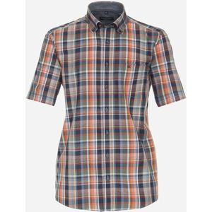 CASA MODA Sport comfort fit overhemd, korte mouw, dobby, oranje geruit 39/40
