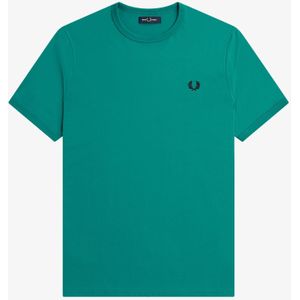 Fred Perry Ringer regular fit T-shirt M3519, korte mouw O-hals, Deep Mint, blauw -  Maat: L