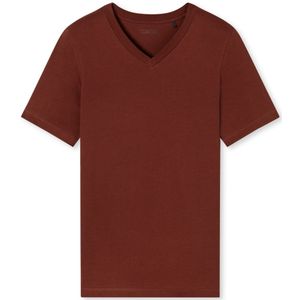 SCHIESSER Mix+Relax T-shirt, heren shirt korte mouwen biologisch katoen V-hals terracotta