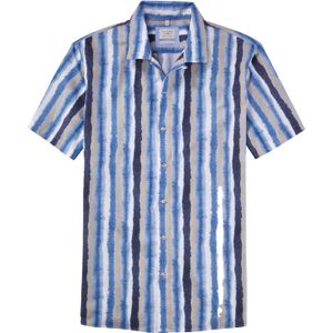 OLYMP Smart Casual Level 5 body fit overhemd, korte mouw, popeline, marineblauw dessin