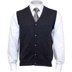 OLYMP modern fit mouwloos vest wol, V-hals, antraciet -  Maat: L