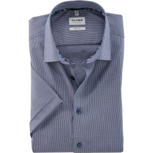OLYMP Level 5 body fit overhemd, korte mouw, structuur, marineblauw dessin