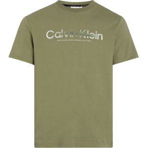 Calvin Klein Diffused Logo T-shirt, heren T-shirt korte mouw O-hals, groen - Maat: S
