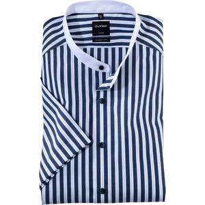 OLYMP Luxor modern fit overhemd, korte mouw, popeline, marineblauw gestreept