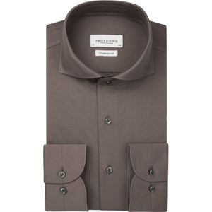 Profuomo slim fit heren overhemd, jersey, roestbruin