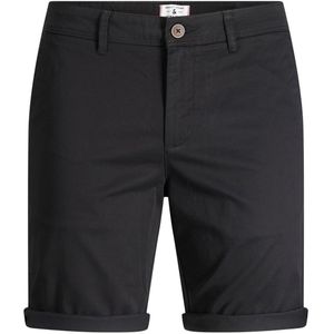 JACK & JONES Bowie Shorts Solid regular fit, heren chino korte broek, zwart -  Maat: XXS