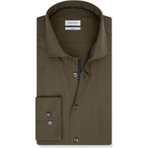 Overhemden - Donkergroen - Slim Fit - Kentkraag - Lange Mouwen