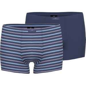 Gotzburg heren boxer normale lengte (2-pack), middenblauw gestreept -  Maat: XL