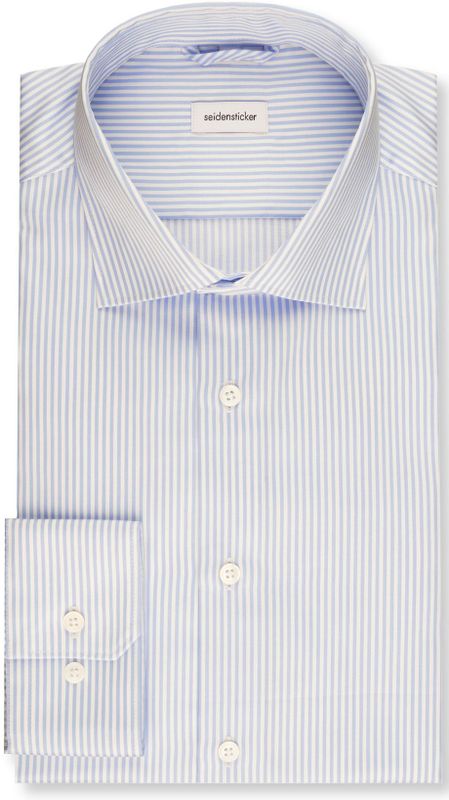 Seidensticker shaped fit overhemd, popeline, blauw gestreept