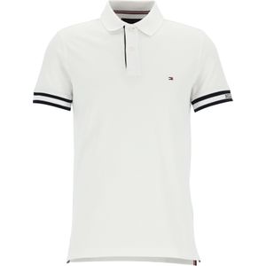 Tommy Hilfiger Monotype Cuff Slim Polo, heren poloshirt, wit -  Maat: XL