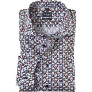 OLYMP Luxor modern fit overhemd, popeline, donkerrood dessin