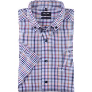 OLYMP Luxor modern fit overhemd, korte mouw, popeline, oranje geruit