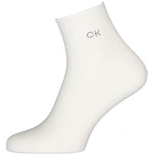 Calvin Klein damessokken Allison (1-pack), enkelsokken met kristal logo, wit -  Maat: One size