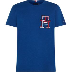 Tommy Hilfiger Monogram Badge Tee, heren T-shirt korte mouw O-hals, donker kobaltblauw