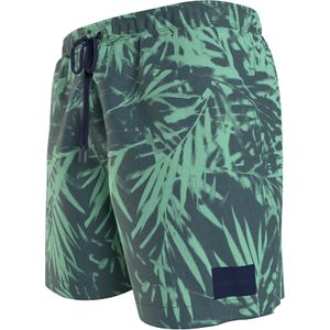 Calvin Klein Medium Drawstring swimshort, heren zwembroek, blauw-groen bladeren dessin -  Maat: L