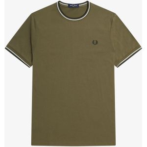 Fred Perry Twin Tipped regular fit T-shirt M1588, korte mouw O-hals, Uniform Green, groen -  Maat: XXL