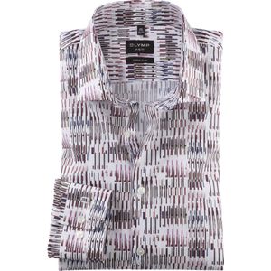 OLYMP No. 6 Six super slim fit overhemd, popeline, donkerrood dessin