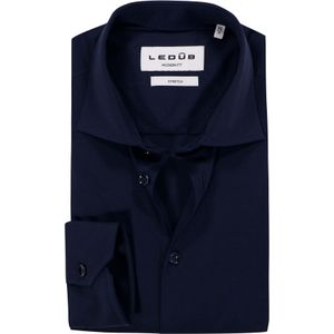 Ledub modern fit overhemd, jersey, donkerblauw
