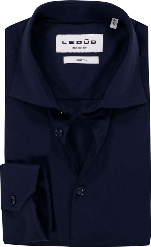 Ledub modern fit overhemd, jersey, donkerblauw