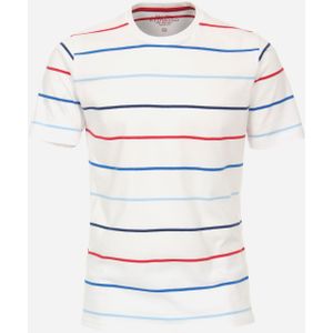 Redmond regular fit T-shirt, korte mouw O-hals, wit (gestreept) -  Maat: 4XL