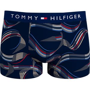 Tommy Hilfiger trunk (1-pack), heren boxers normale lengte, blauw met print -  Maat: L