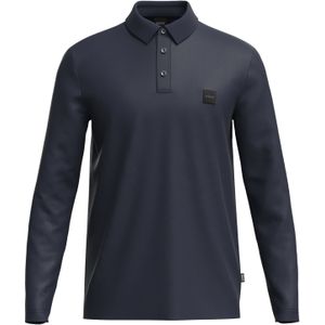 BOSS Pado regular fit polo lange mouw, jersey, donkerblauw -  Maat: M