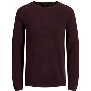 JACK & JONES slim fit trui katoen, O-hals, bordeaux rood -  Maat: M