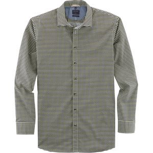 OLYMP Casual modern fit overhemd, popeline, olijfgroen dessin 39/40