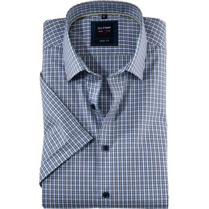 OLYMP Level 5 body fit overhemd, korte mouw, popeline, natuur geruit