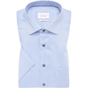 ETERNA comfort fit overhemd korte mouw, twill, licht- en donkerblauw met wit dessin