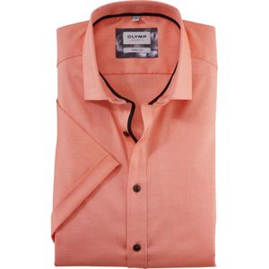 OLYMP Level 5 body fit overhemd, korte mouw, satijnbinding, oranje 44